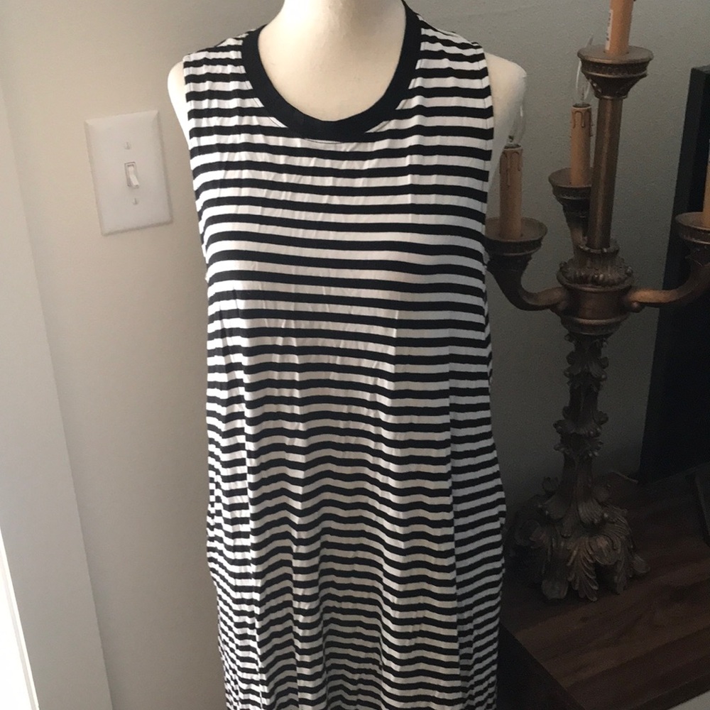 Time and Tru Black and White Striped Sleeveless A-Line Dress Final Sale